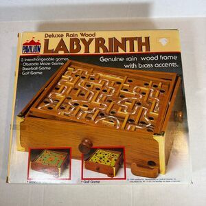 VTG Pavilion 1989 Rain Wood Labyrinth 3 in 1 Brass Moody Scholar Game Box No Ma